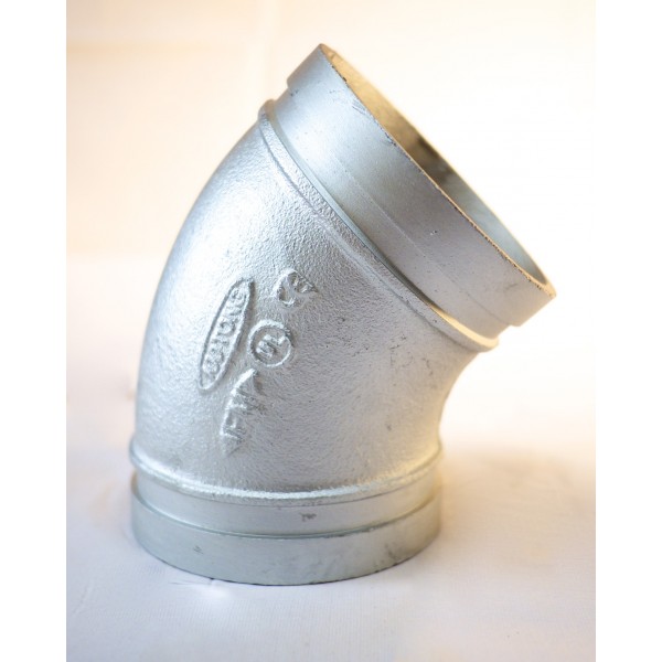 100mm Galvanised Grooved 45 deg Bend